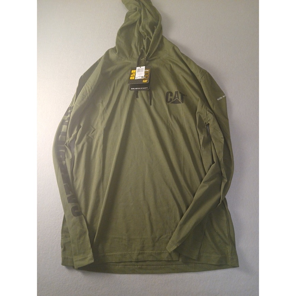 CAT Men's UPF 50 Hooded Long Sleeve T-Shirt Size XL NWT Size L Olive Green!!